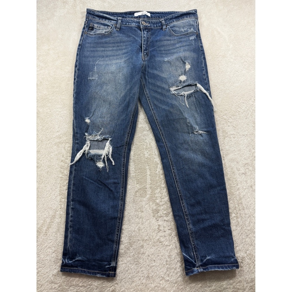 KanCan Womens KC7175M Distressed Mid Rise Blue Skinny‎ Jeans 13/30 Meas: 35x28.5